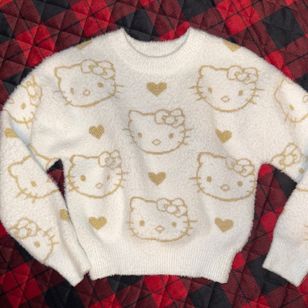 Hello Kitty girls Sweater in White and Gold
